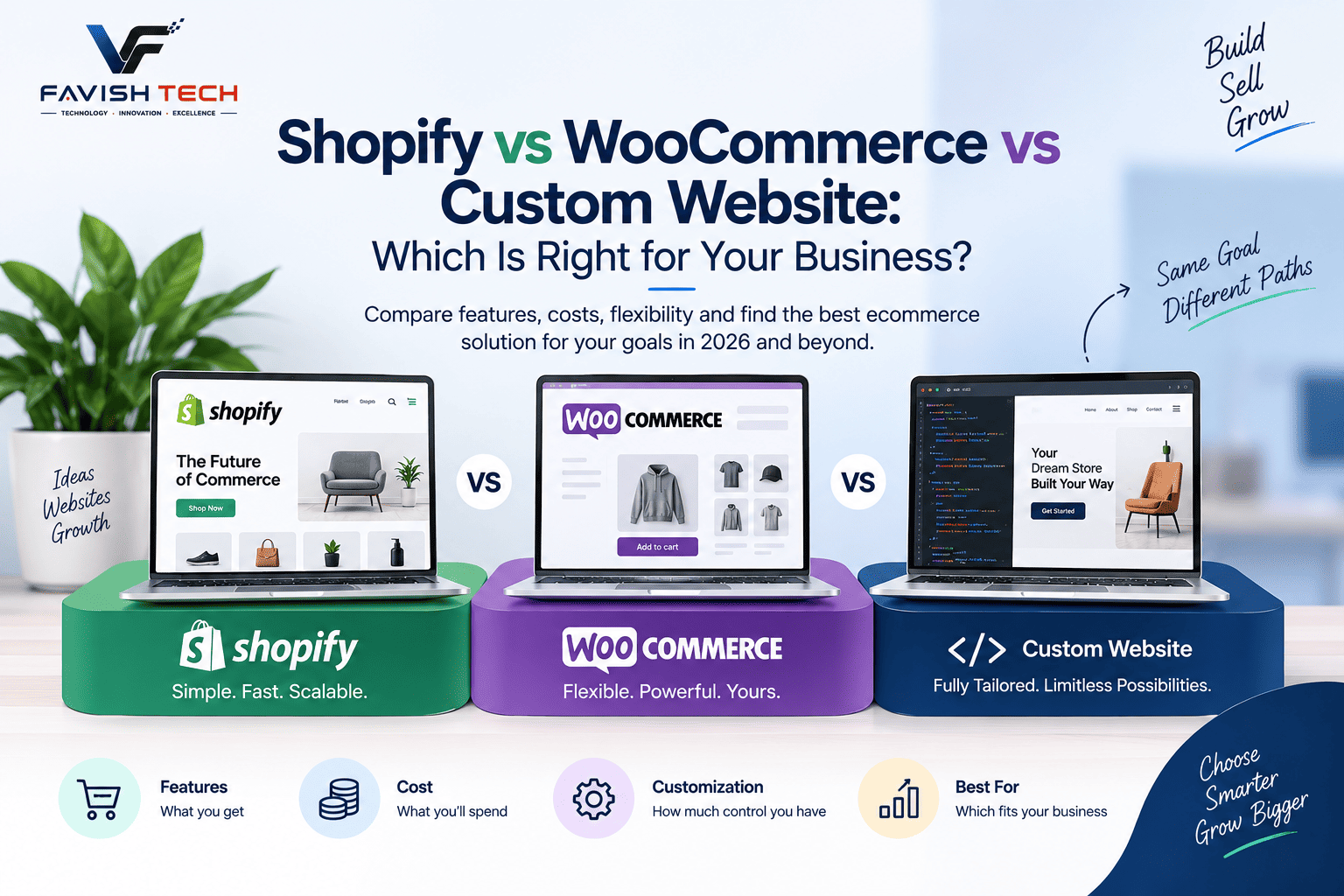 Shopify vs WooCommerce vs Custom Website: Which Is Right for Your Business?